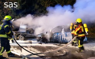 Brennende Autos nach Unfall auf der A3